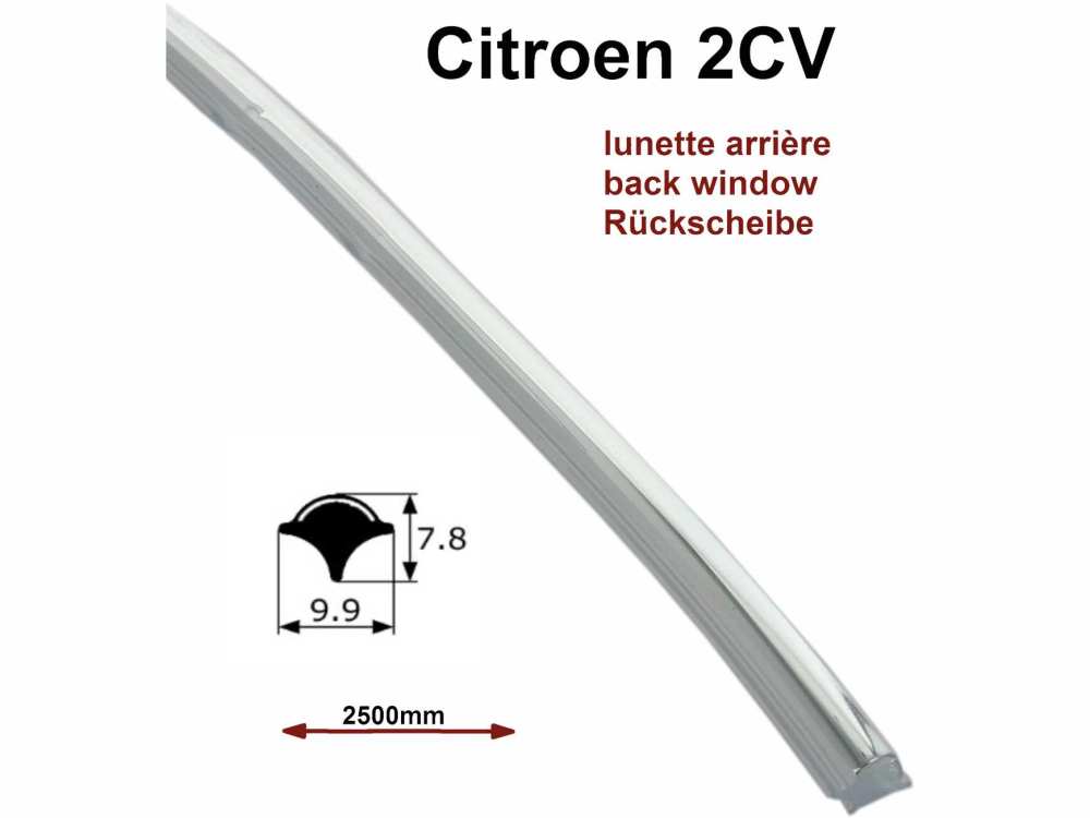 Alle - joint de lunette arrière, Citroën 2CV, clé de fixation chromée seule pour le joint de 