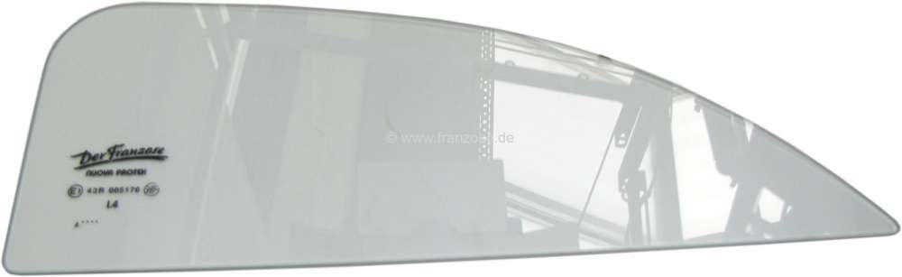 Renault - vitre latérale sup. avant droite, 2CV, claire, vitre fixe, n° d'orig. A961-4