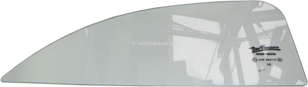 Renault - vitre latérale sup. avant gauche, 2CV, claire, glace fixe, n° d'orig. A961-4