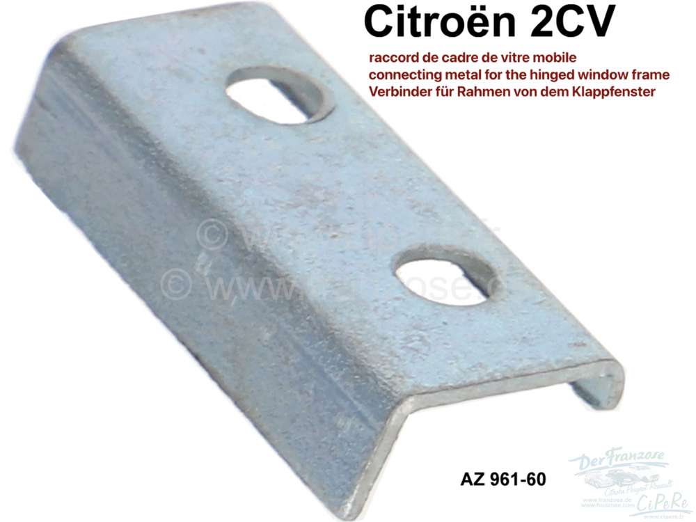 Citroen-2CV - raccord de cadre de vitre mobile, 2CV, n° d'origine AZ961-60. Made in Germany.