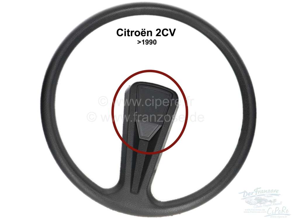 Citroen-2CV - couvercle sur moyeu de volant (noir), Citroën 2CV, comme d'origine, en plastique, pour vo