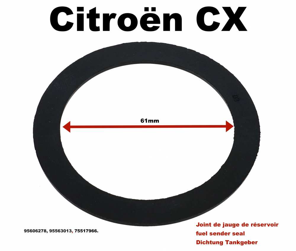 Sonstige-Citroen - Joint de jauge de réservoir, Citroën CX, n° d'origine 152819, 95606278, 95563013, 75517