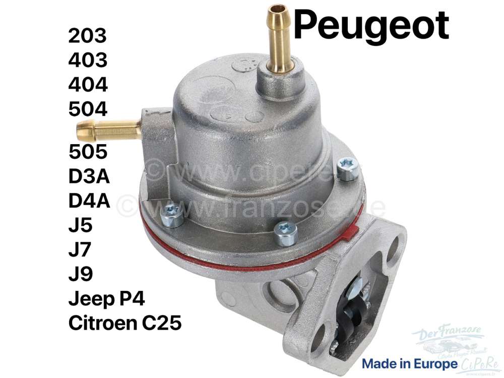 pompe à essence, Peugeot 203, 403, 404, 504, 505 GL/GR/SR, D3A, D4A, J5,  J7, J9, Jeep P4, Citroën C25, refabrication d