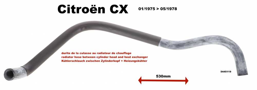 Alle - durite de la culasse au radiateur de chauffage (échangeur thermique), Citroën CX carbu d
