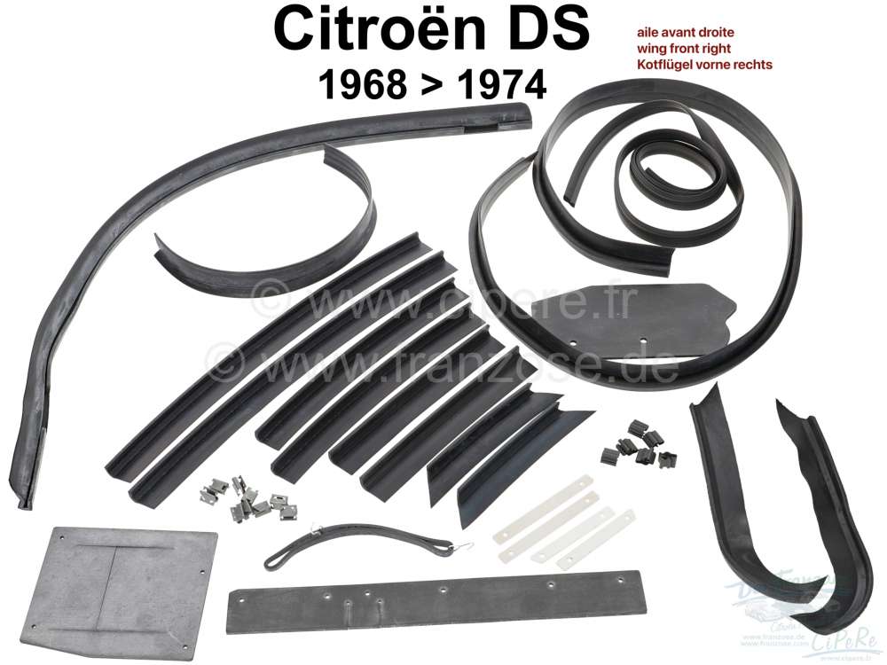 Citroen-DS-11CV-HY - aile avant droite, Citroën DS à partir de 1968, kit complet comprenant tous les joints c