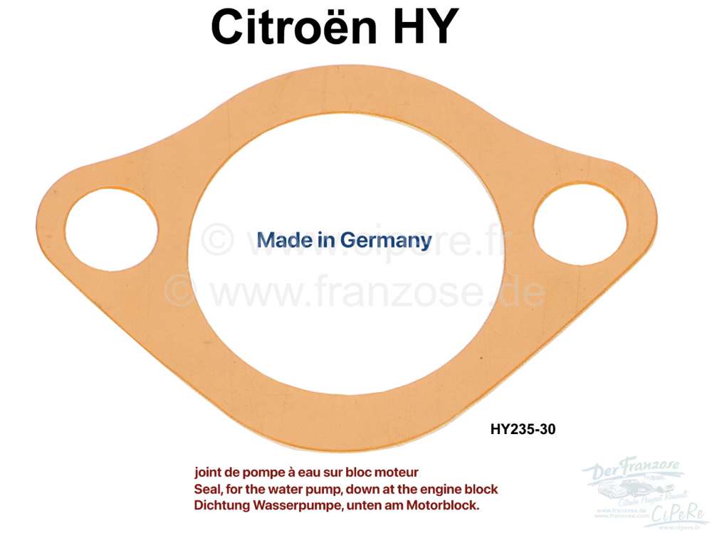 Citroen-DS-11CV-HY - joint de pompe à eau sur bloc moteur, Citroën HY, diamètre 40mm, n° d'origine HY235-30