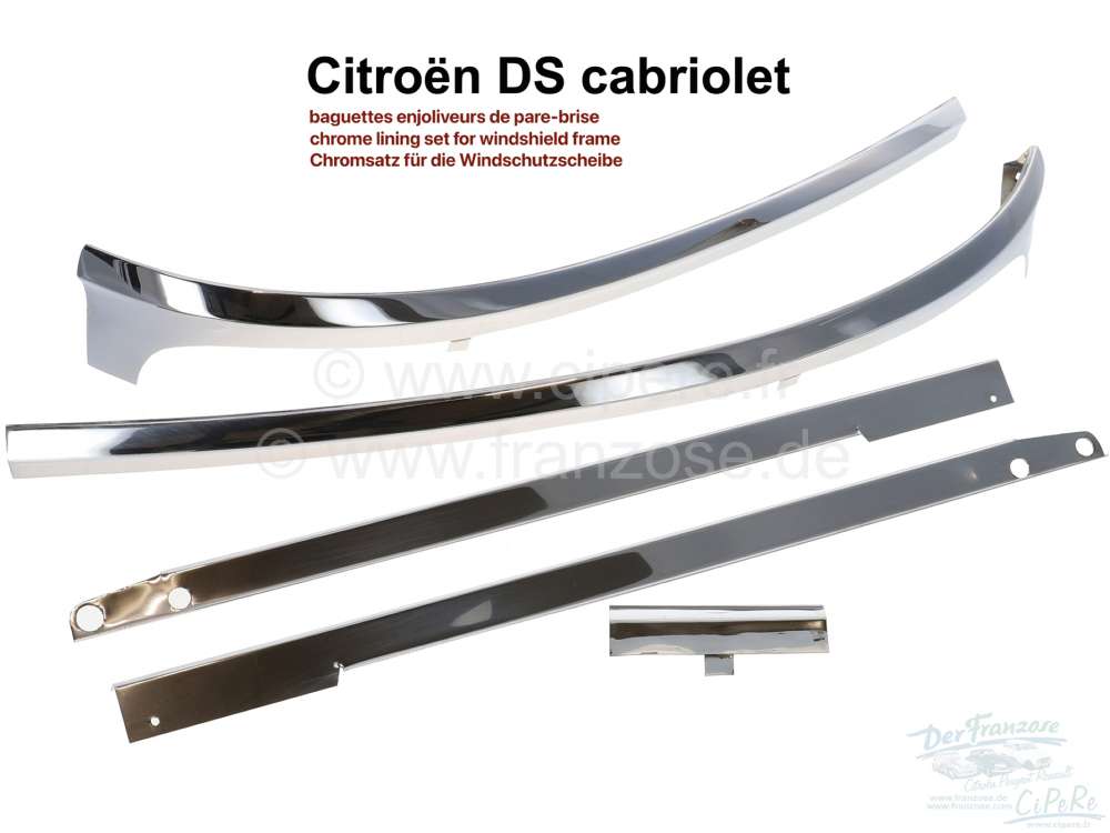 Citroen-DS-11CV-HY - baguettes enjoliveurs de pare-brise, Citroën DS cabriolet, en Inox