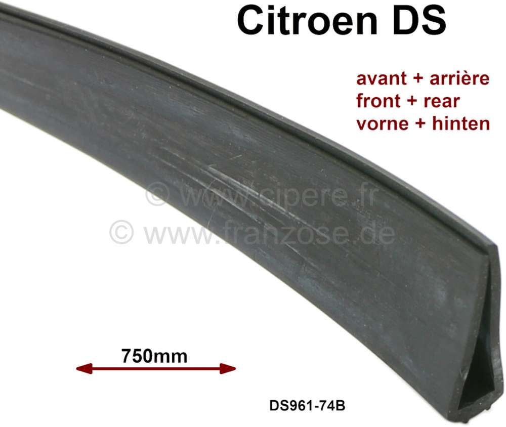 Citroen-DS-11CV-HY - caoutchouc de scellement de glace dans le rail de bas de glace, DS, avant ou arrière, l'u