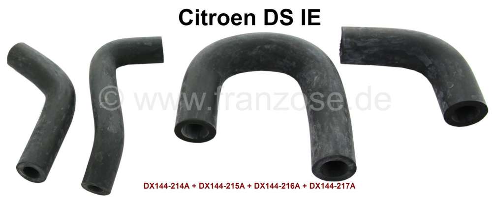 Citroen-DS-11CV-HY - durite d'air, Citroën DS Ié (injection), kit 4 tubes sur commande d'air additionnel pour
