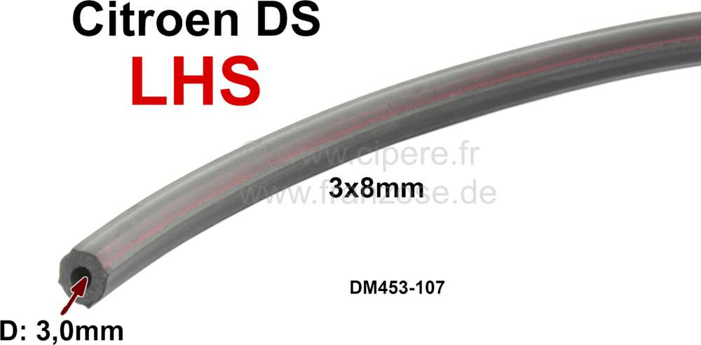 Citroen-DS-11CV-HY - tube de retour, durite LHS, Citroën DS, 3x8mm, le mètre - produit coupé sur mesure, pa