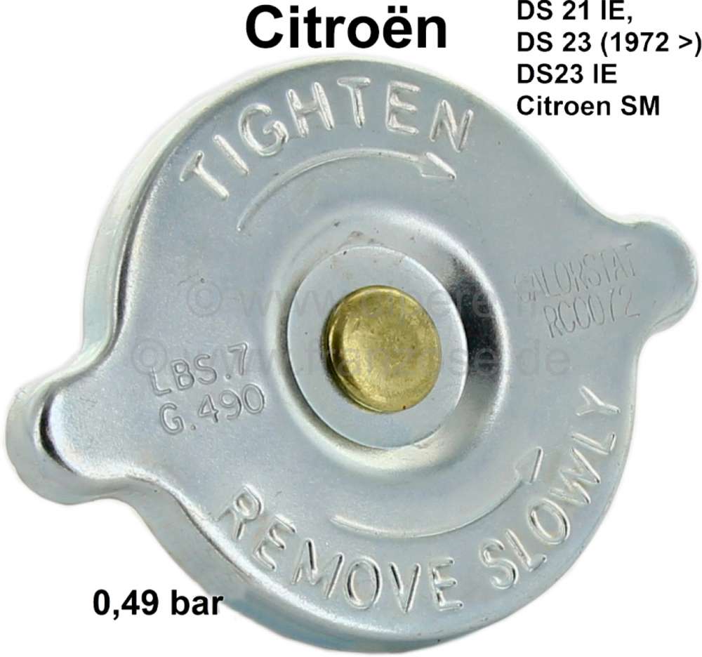 Citroen-DS-11CV-HY - bouchon de radiateur, DS21 Ié, DS23 carbu et Ié, bouchon sur vase d'expansion, égalemen