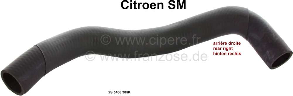 Citroen-DS-11CV-HY - durite de radiateur, Citroën SM, durite arrière droite, n° d'origine 2S 5406 305K