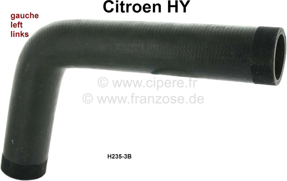 Citroen-DS-11CV-HY - durite de radiateur, Citroën HY tous, à gauche, raccords 40mm, n° d'origine H235-3B
