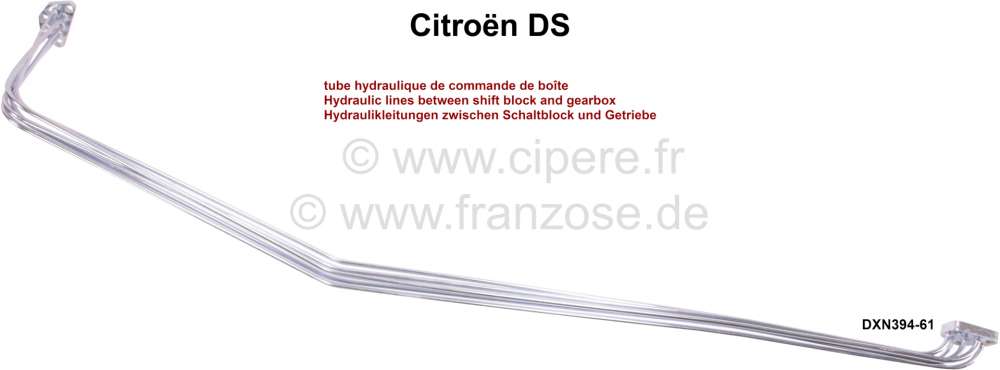 Alle - tube hydraulique de commande de boîte, Citroën DS, canalisations entre bloc hydraulique 