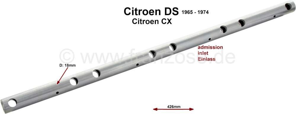 Alle - axe de culbuteurs admission, Citroën DS à partir de 1965, CX, dimensions 18x426mm, l'uni