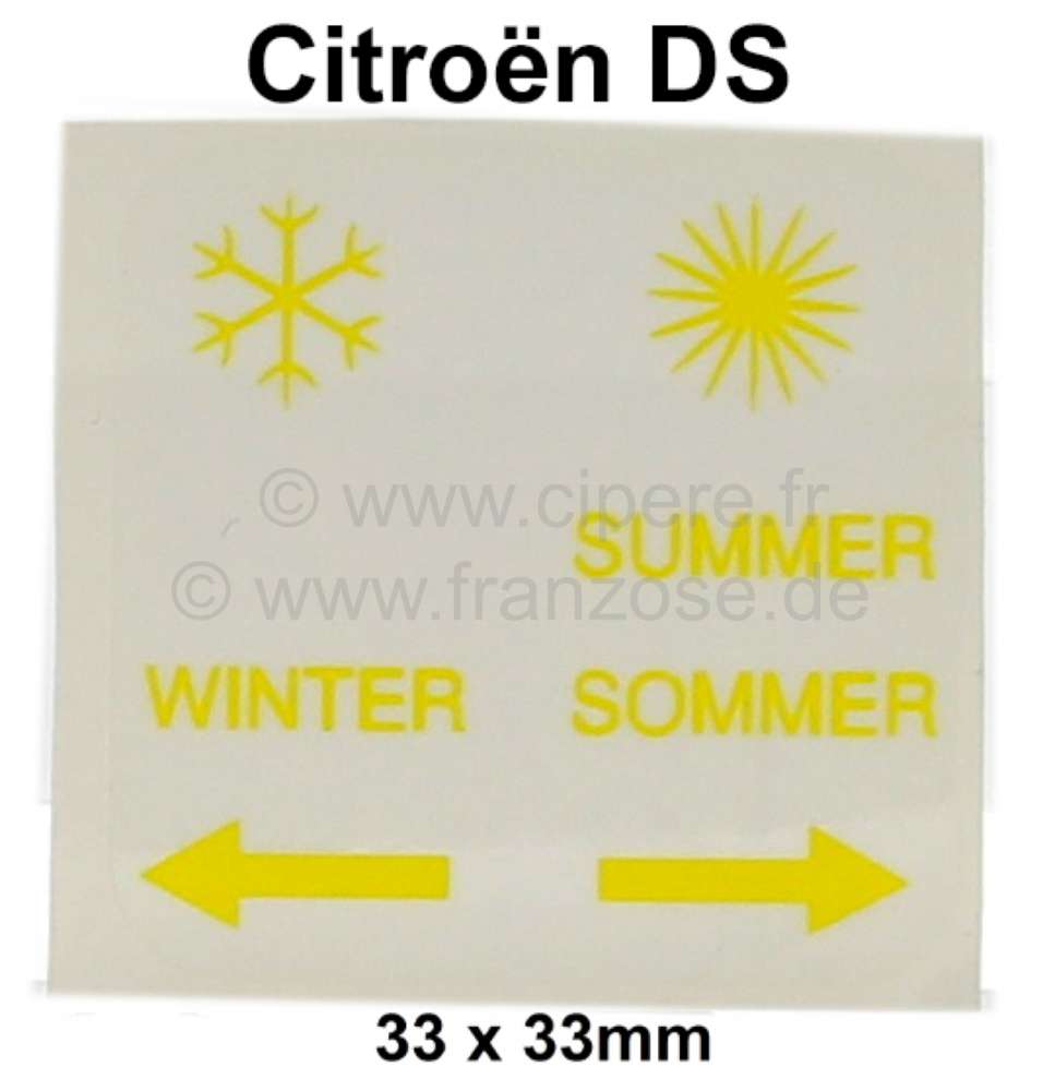 Citroen-DS-11CV-HY - autocollant de filtre à air, Citroën DS, été / hiver