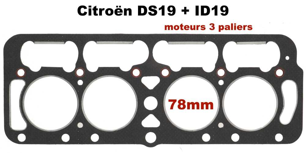 Citroen-DS-11CV-HY - joint de culasse, Citroën DS19 et ID19 jusque 1965, moteurs 3 paliers avec culasse alumin