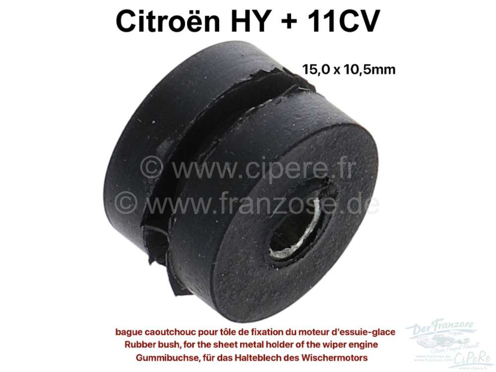 Citroen-DS-11CV-HY - bague caoutchouc pour tôle de fixation du moteur d'essuie-glace, Traction - 11cv et 15cv,