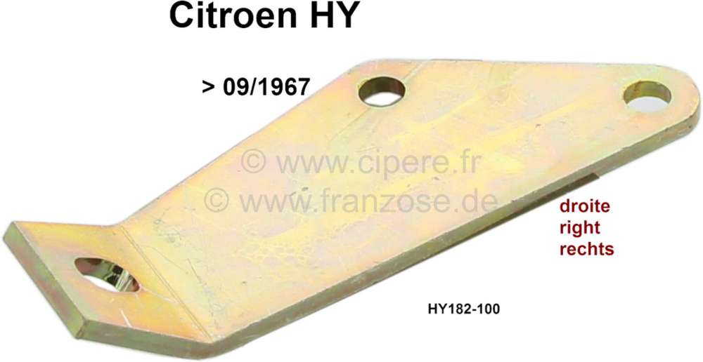 Citroen-DS-11CV-HY - échappement, Citroën HY jusque 09.1967, support droit de silencieux, n° d'origine HY182