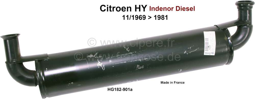 Citroen-DS-11CV-HY - silencieux d'échappement, Citroën HY moteurs Indenor à partir de 11.1969, n° d'origine