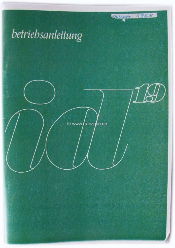 Sonstige-Citroen - notice d'emploi en allemand : Betriebsanleitung ID 19 (78 ch.DIN), 10/68, über 50 pages, 