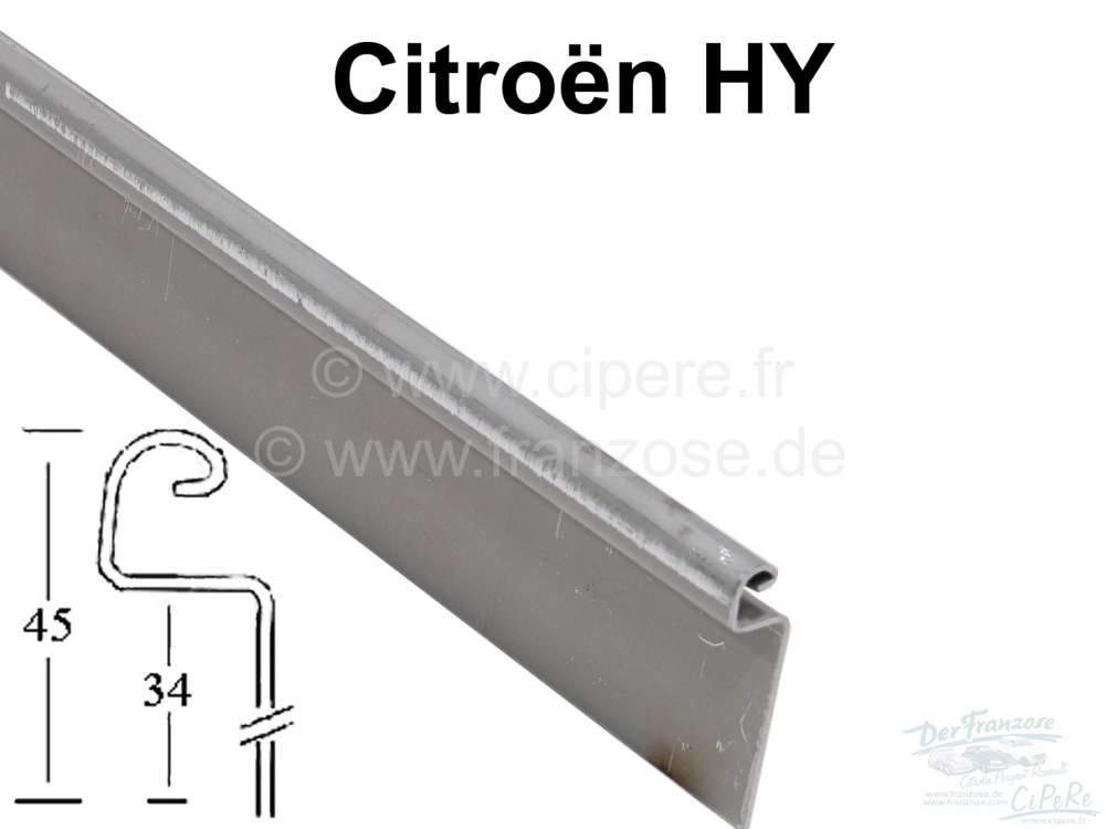 Citroen-DS-11CV-HY - rail de charnière (partie male), Citroën HY, charnière type Yoder pour capot moteur, po