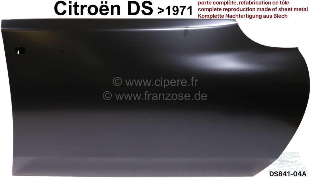 Alle - porte avant droite, Citroën DS jusque 12.1970, modèle poignées bouton, porte complète,