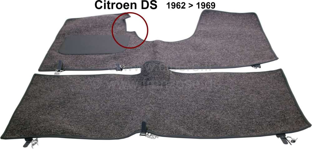 Alle - jeu de tapis de sol, Citroën DS de 1962 à 1969, pédale de frein normale (DS confort), a
