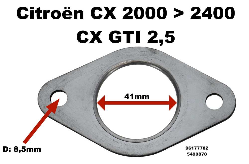 Alle - joint d'échappement, Citroën CX 2000 à CX 2400, CX GTI 2,5, joint sans la patte, n° d'