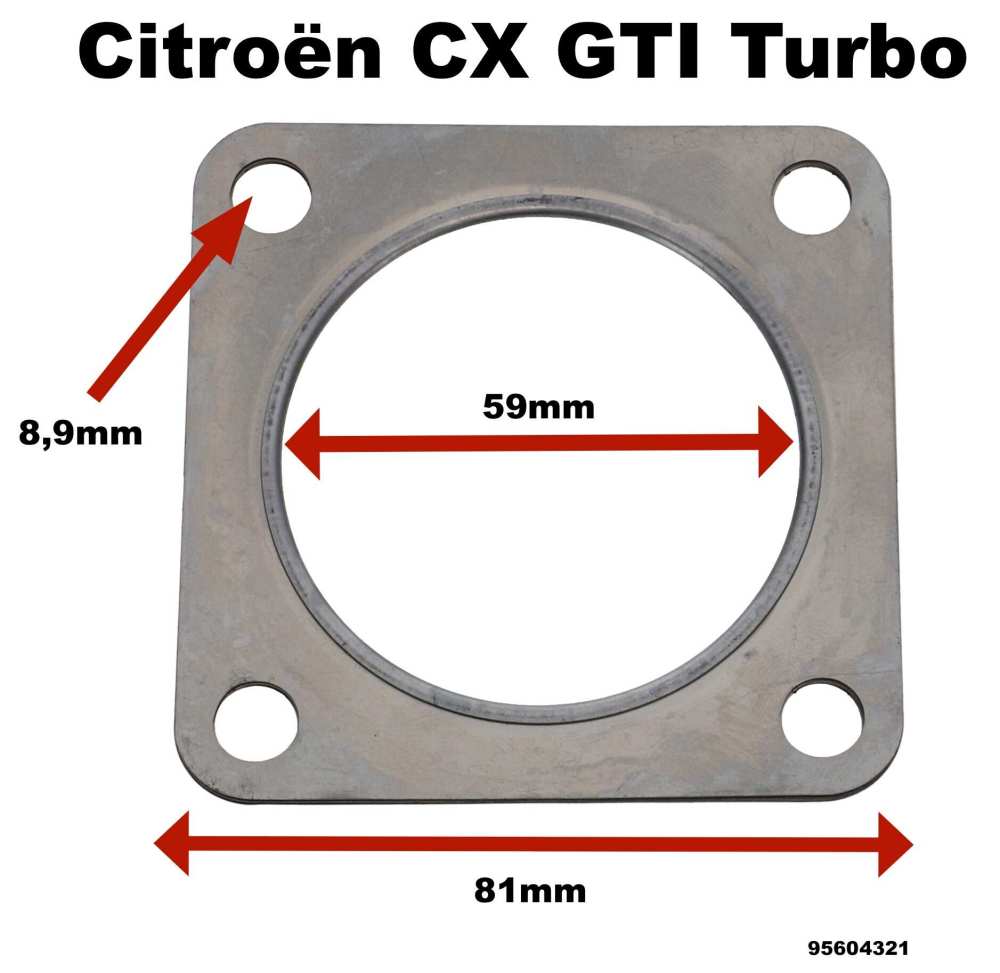 Alle - joint de turbocompresseur, Citroën CX GTI Turbo, de forme carrée, n° d'origine 95604321