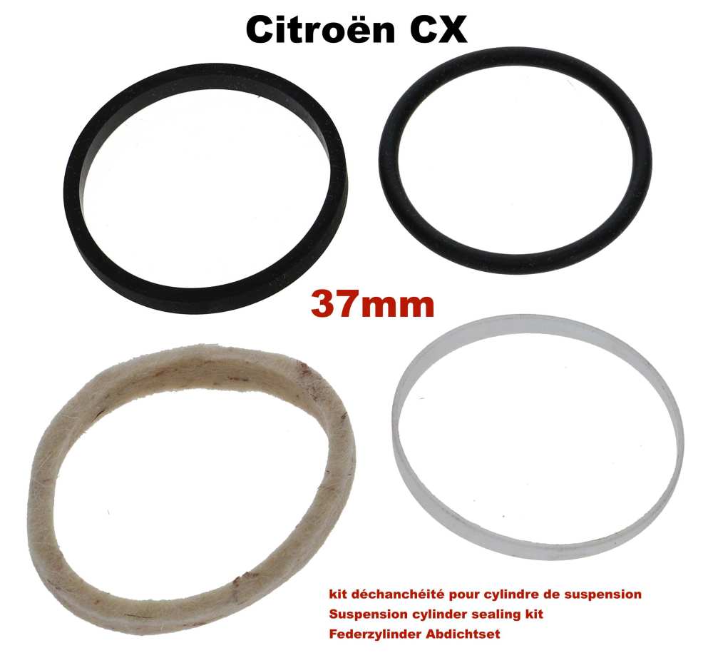 Sonstige-Citroen - kit d'échanchéité pour cylindre de suspension, Citroën CX, joints pour vérin de 37mm 