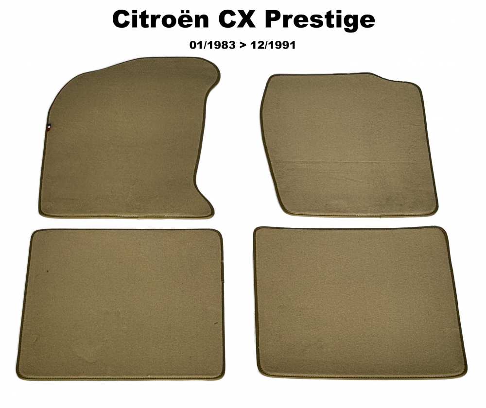 Sonstige-Citroen - tapis de sol, Citroën CX Prestige de 01.1983 à 12.1991, kit moquette beige de très haut