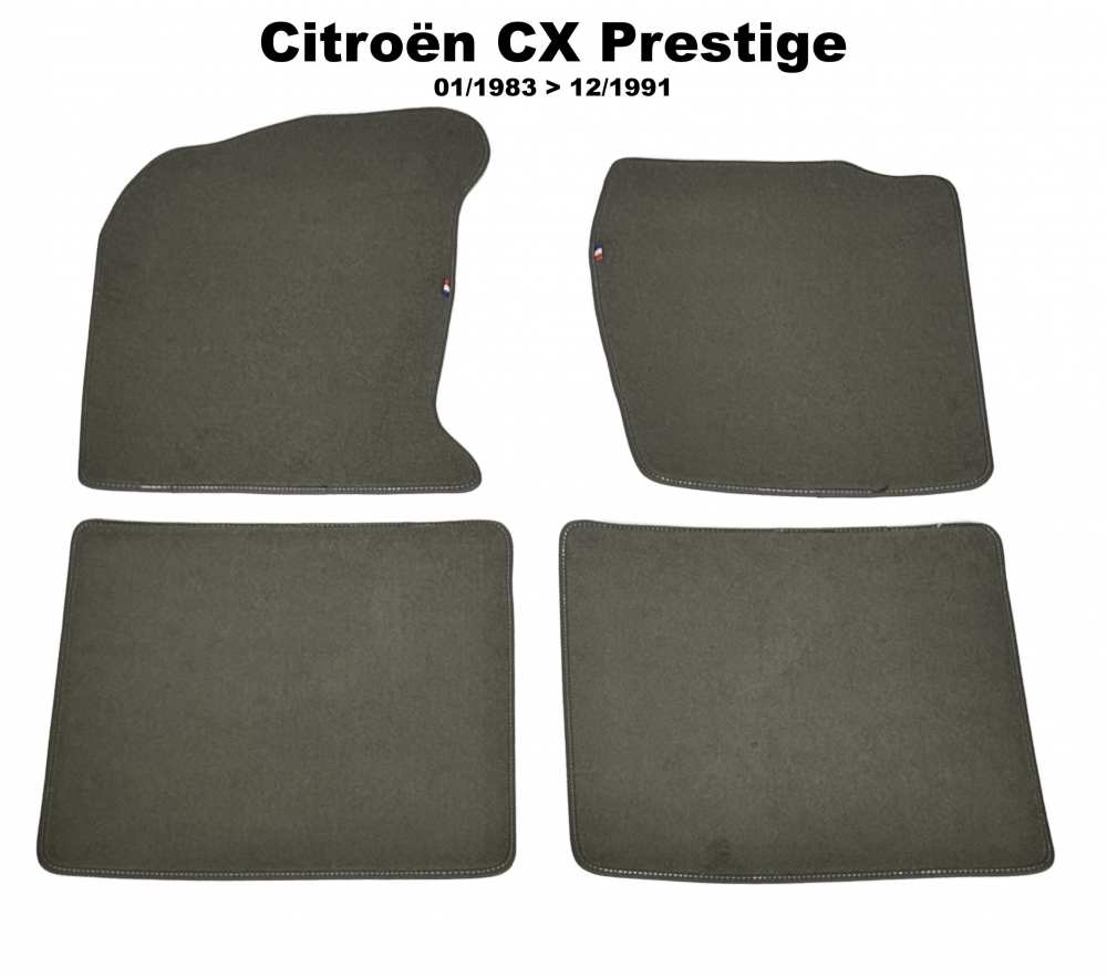 Alle - tapis de sol, Citroën CX Prestige de 01.1983 à 12.1991, kit moquette grise de très haut