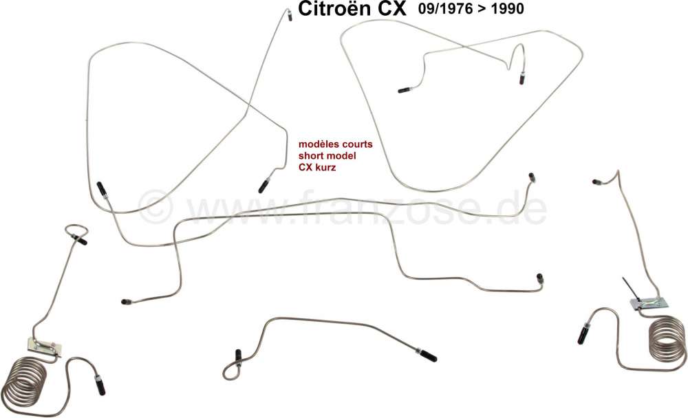 Sonstige-Citroen - tube de freins (jeu), Citroën CX modèles courts de 09.1976 à 1990, inoxydable, jeu de 7