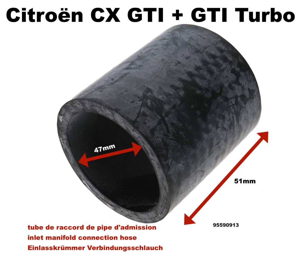Alle - tube de raccord de pipe d'admission, Citroen CX GTI + CX GTI Turbo, refabrication de quali
