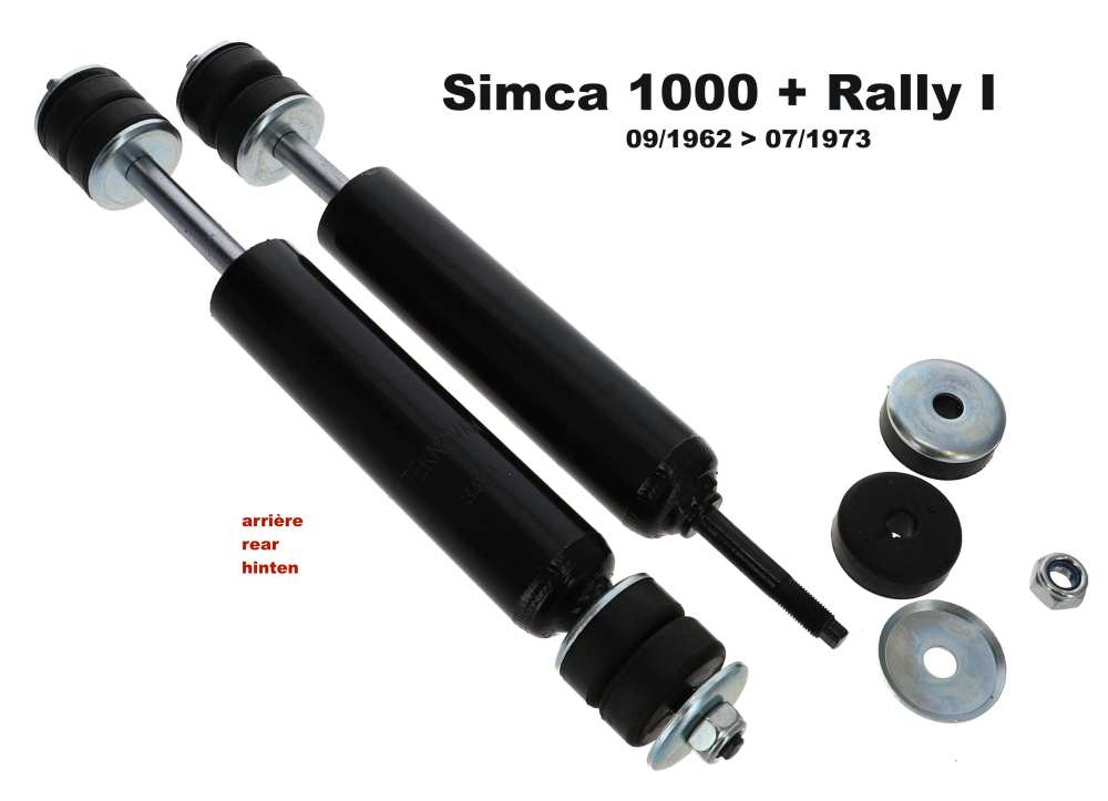 Alle - amortisseur arrière (paire), Simca 1000 de 09.1962 à 07.1973, toutes, même Rally I