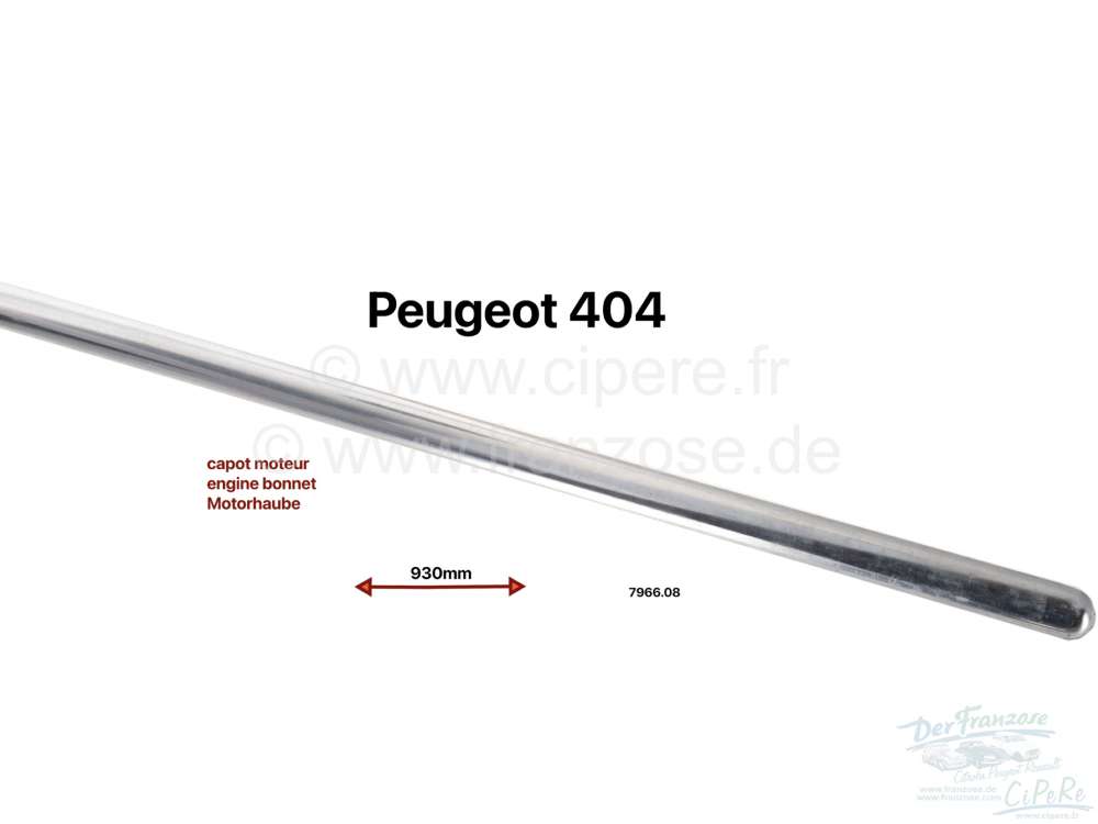 Peugeot - baguette en Inox poli, Peugeot 404, capot moteur, l'unité, longueur 93 cm, largeur 12 mm,