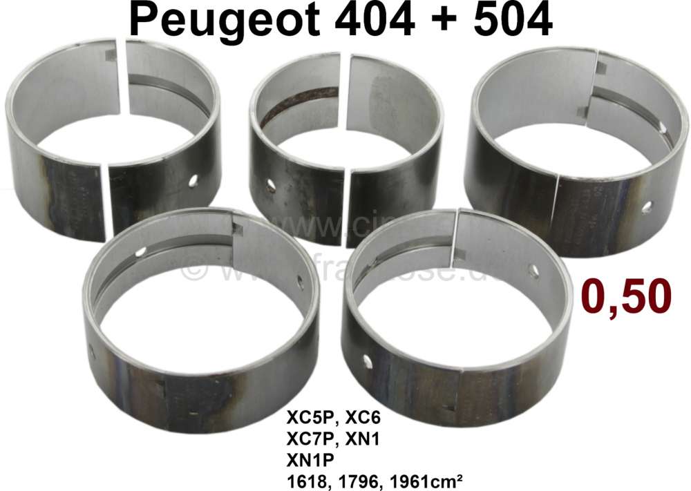 Peugeot - coussinets de vilebrequin (jeu), Peugeot 404 moteur XC7, 1618cm³, surcote 0,50 Cote 58,9/