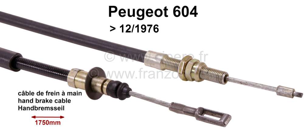 Peugeot - câble de frein à main, Peugeot 604 jusque 12.1976 (jusque n° de série 6549753), longue