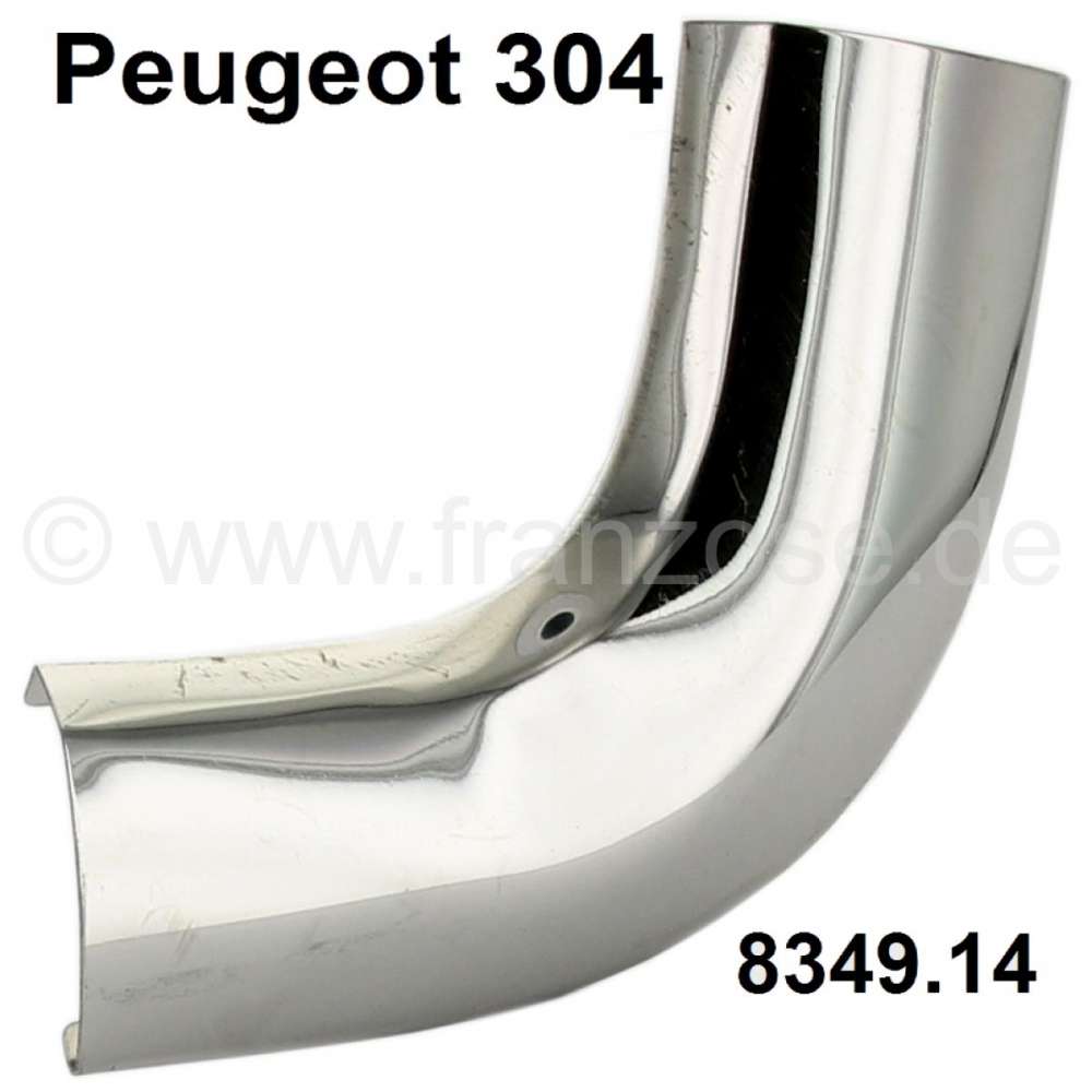 Peugeot - cadre chromé de lunette arrière, Peugeot 304, coin supérieur droit, pièce d'origine, n