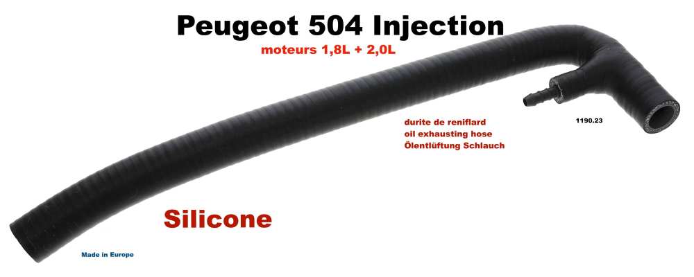 Alle - durite de reniflard, Peugeot 504 Injection moteurs 1,8l. et 2,0l. n° d'origine 119023