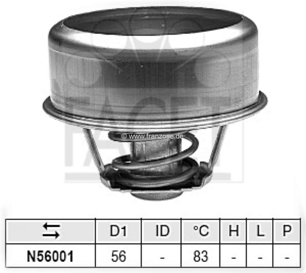 Peugeot - thermostat, Renault R20 1,6l., Trafic 1,6l.,  ouvre à 83°C., n° d'orig. 7701348139. Peu