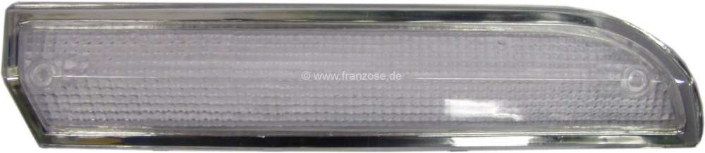 Peugeot - cabochon de clignotant, Peugeot 504, blanc, droite, complet, cadre chrome