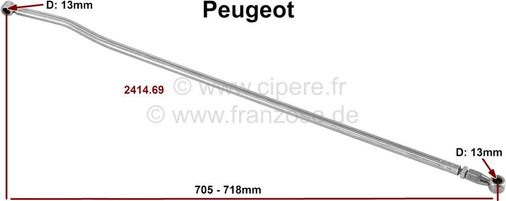 Alle - kit de réparation de commande de vitesses, Peugeot, biellette pour rotule de diamètre 13