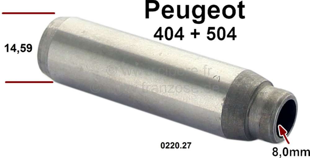 Peugeot - guide soupape, Peugeot 404 1,6i, 504 1,8-2,0l., 2ème surcote 14,59mm, (l'unité)