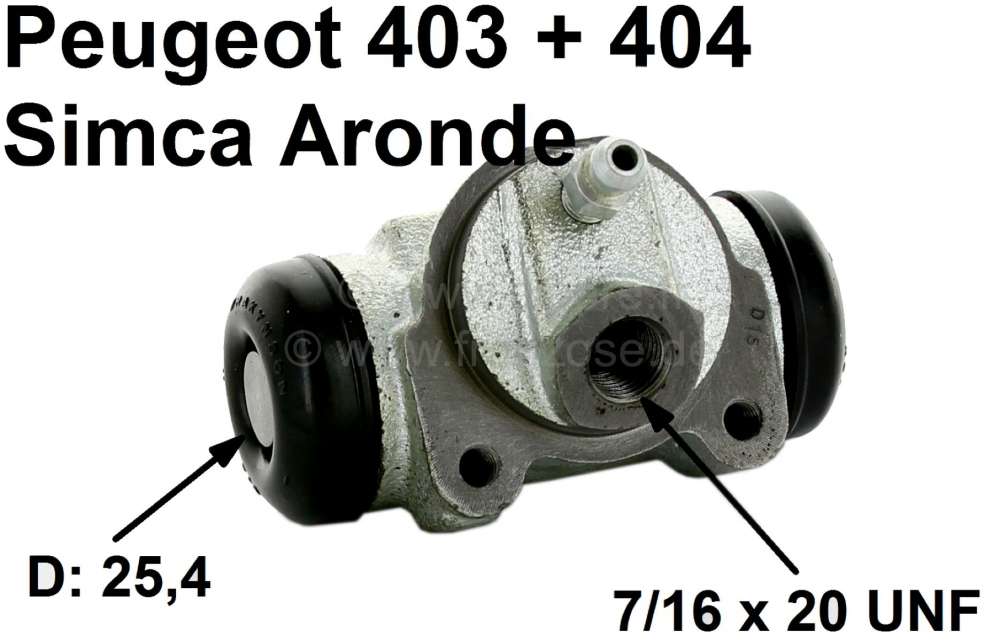 Peugeot - cylindre de roue, Peugeot 403 de 05.1958 à 1965, 404 jusque 10.1965, 404 injection jusque