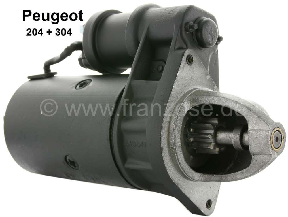 Peugeot - démarreur, Peugeot 204, 304 essence, 12 volts, fixation 2 vis, 9 dents, sens de rotation 
