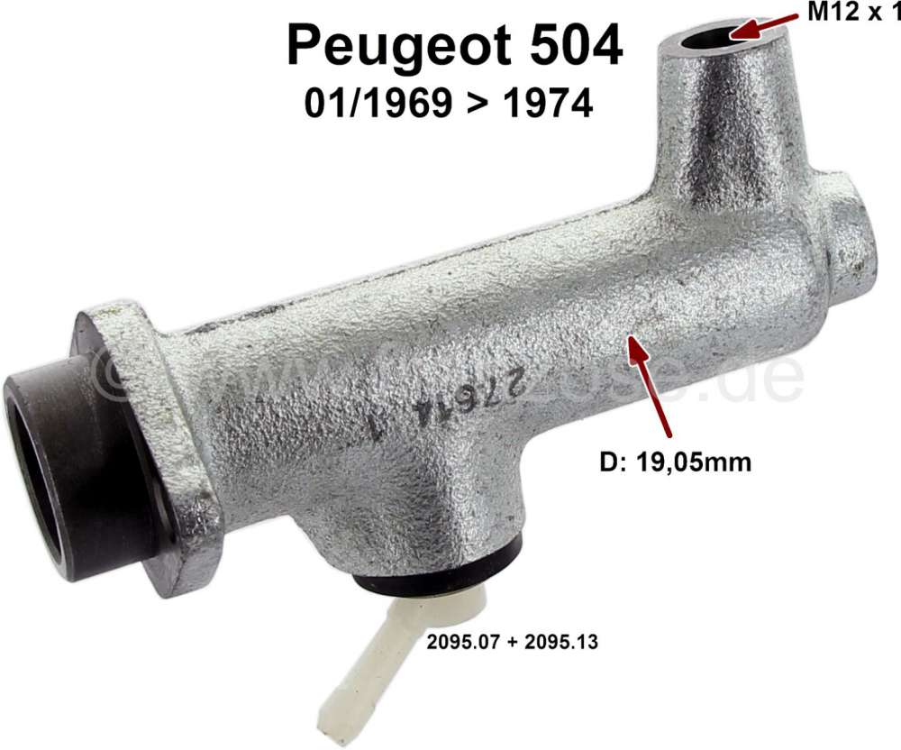 Peugeot - cylindre d'embrayage, émetteur, Peugeot 504 de 01.1969 à 1974, piston 19mm, n° d'origin
