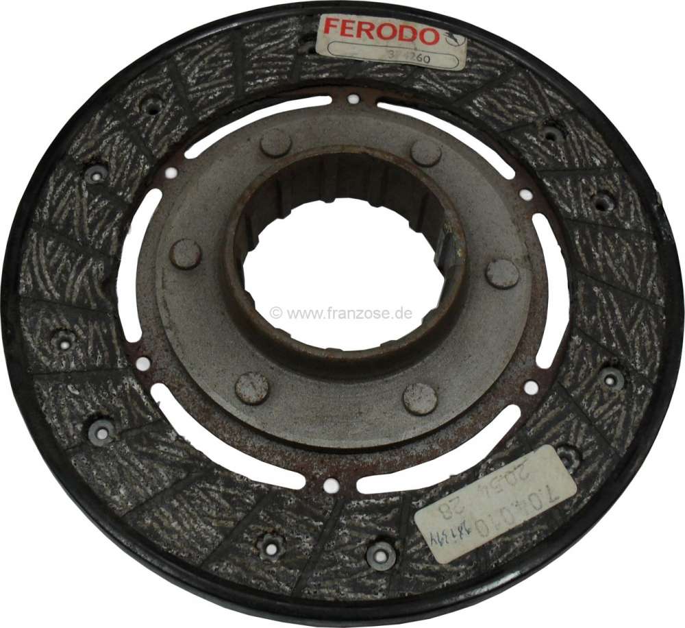Peugeot - disque d'embrayage, Peugeot 204 de 1965 à 1966, diamètre 180mm, n° Ferodo 180DP, n ° d