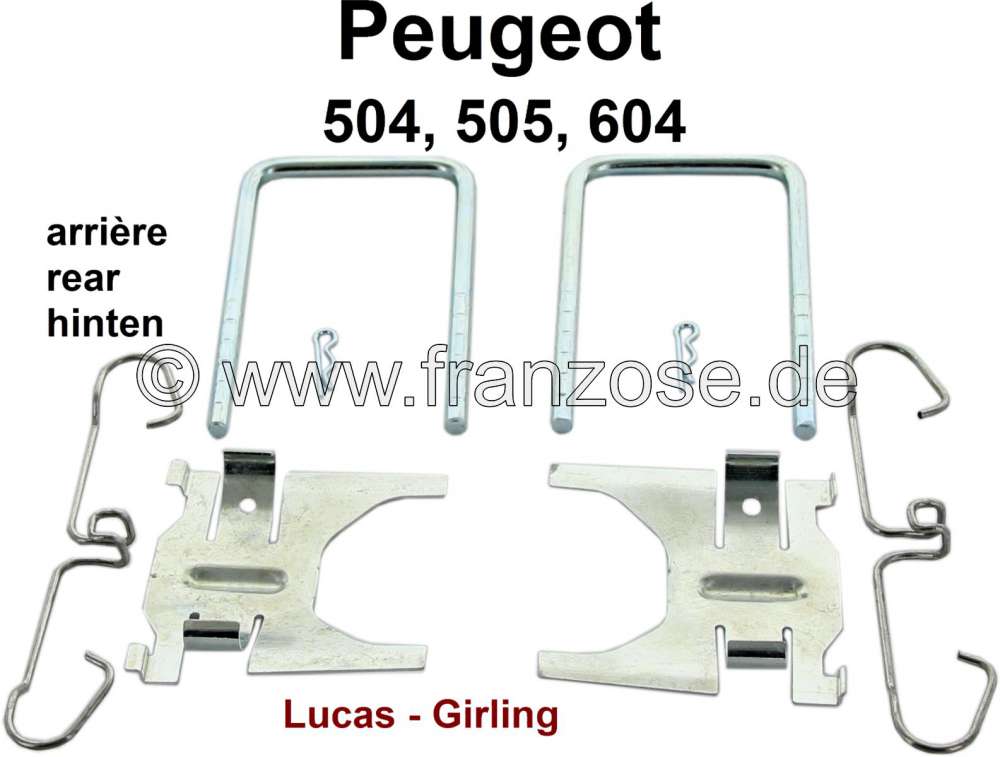 Peugeot - plaquettes de frein, Peugeot 504 à partir de 1981, 505, 604, kit de fixations livré sans